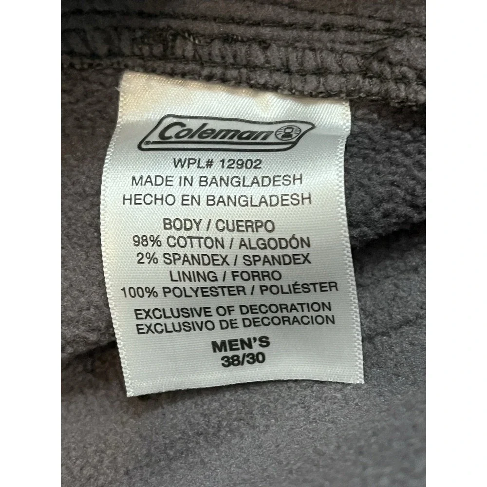NWT Coleman Fleece Lined Stretch Tear Resistant Utility Pants Mens 38x30 Phantom